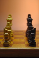 Chess pieces on a board